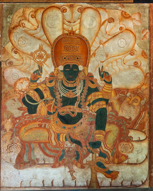 16th-17th century Kerala mural painting of Narayana from Mattancherry Palace