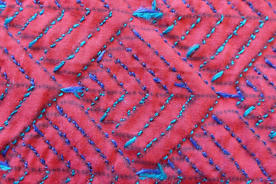 Phulkari embroidery on a shawl from Punjab with vibrant floral threadwork