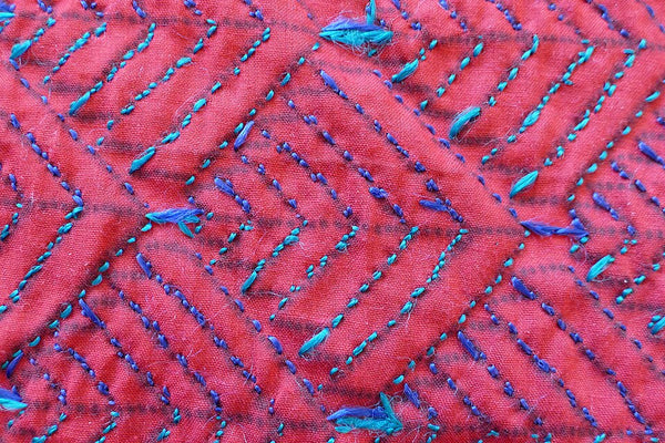 Phulkari embroidery on a shawl from Punjab with vibrant floral threadwork